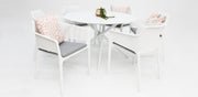 Persia Bailey Armchair Round 7pc Dining Setting - White
